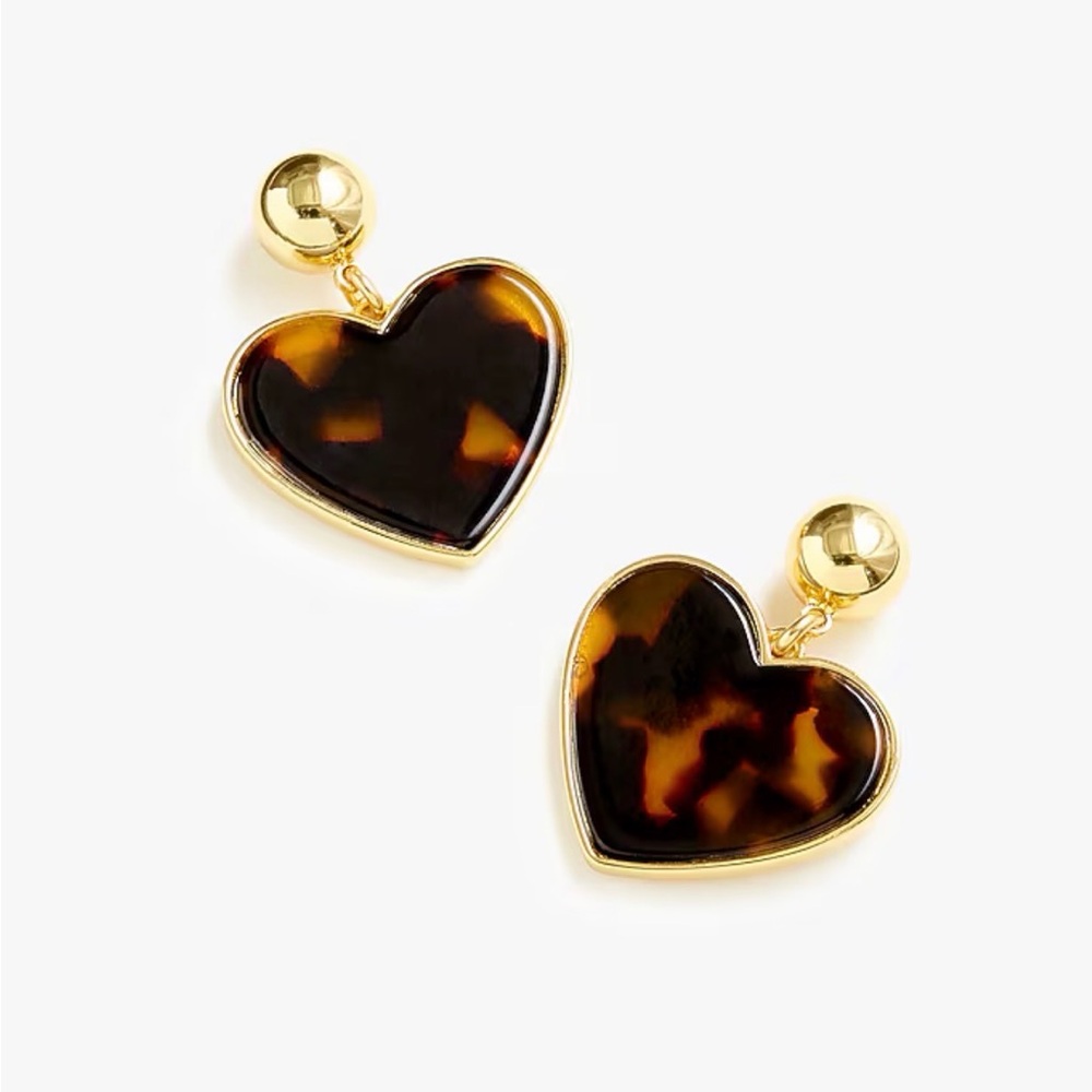 J. Crew Gold and Brown Heart Earrings